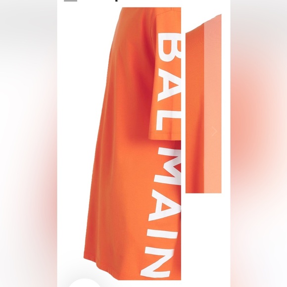 Balmain men's orange cotton T-shirt.  🍊 - Picture 3 of 10
